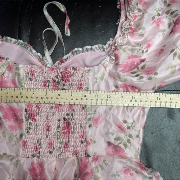 Lulus Romilly Light Pink Floral Tiered Midi Dress Size Medium - Picture 13 of 14